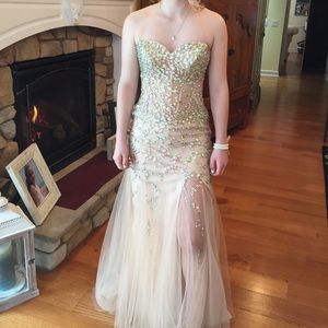 prom gown  sheer torso  built in bra  corset
